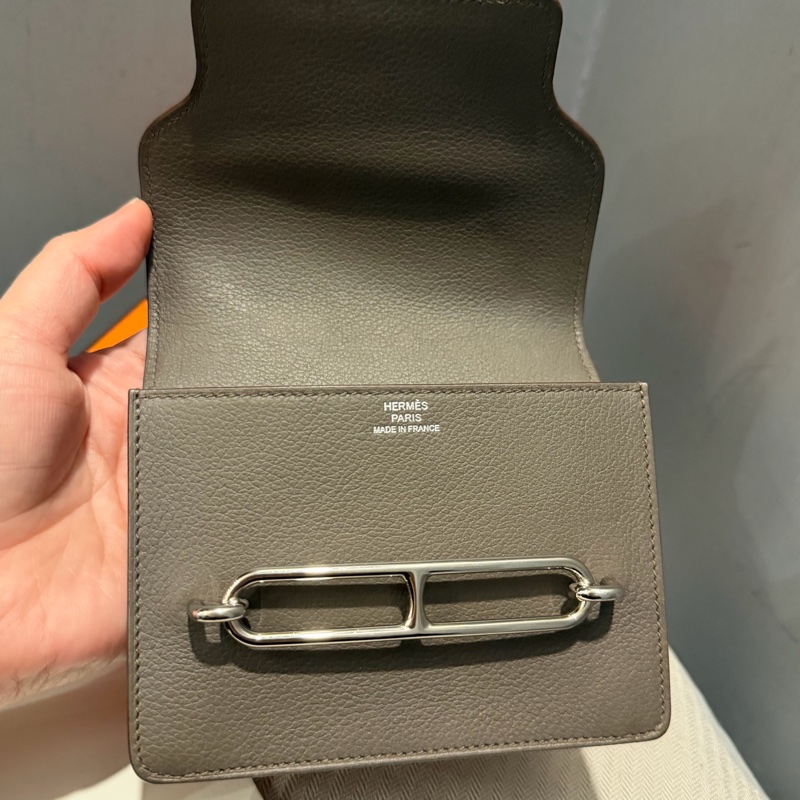 全配 Hermes 愛馬仕 豬鼻 Roulis Silm 錫器灰 銀釦-33