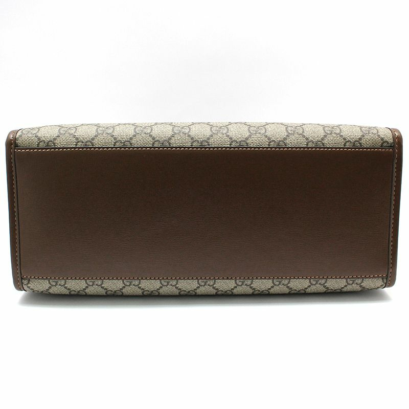 【包稅】GUCCI 棕色皮革 GG Supreme 小手提單肩包-4