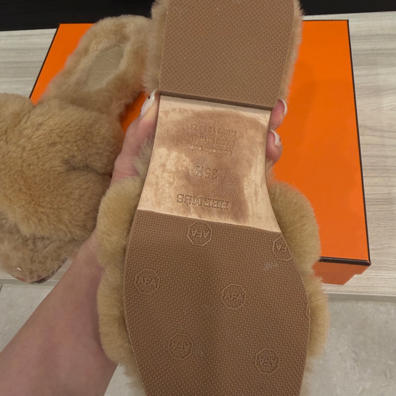 Hermes奶茶色 拖鞋-3