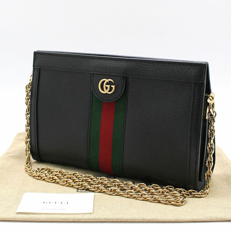 【包稅】GUCCI Ophidia GG黑色金色Logo鏈條單肩包-1