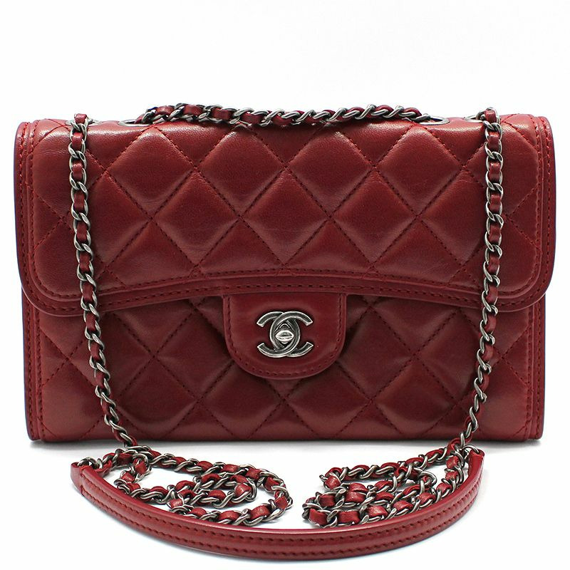 【包稅】CHANEL 紅色羊皮釕金經典Logo單肩斜背包-0