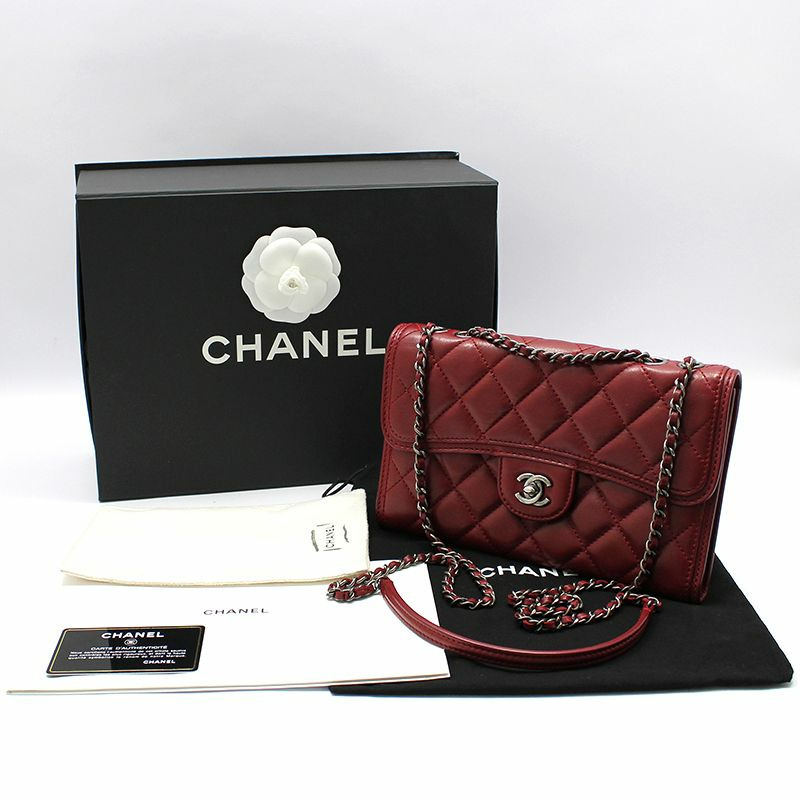 【包稅】CHANEL 紅色羊皮釕金經典Logo單肩斜背包-1