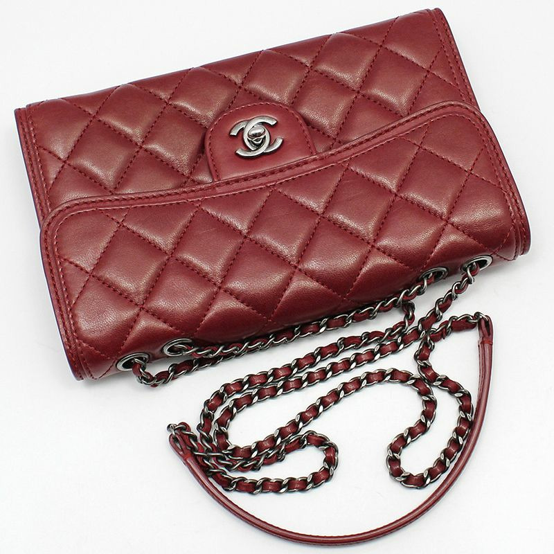 【包稅】CHANEL 紅色羊皮釕金經典Logo單肩斜背包-2