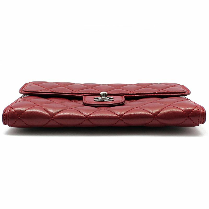 【包稅】CHANEL 紅色羊皮釕金經典Logo單肩斜背包-4