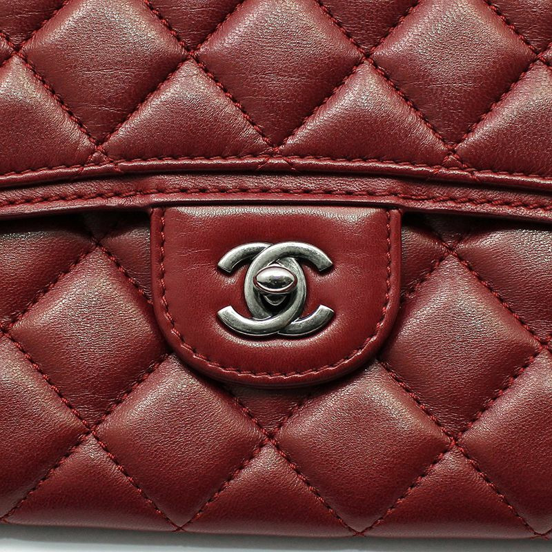【包稅】CHANEL 紅色羊皮釕金經典Logo單肩斜背包-6