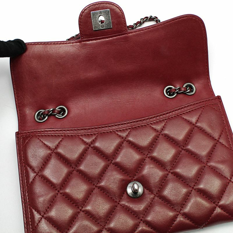 【包稅】CHANEL 紅色羊皮釕金經典Logo單肩斜背包-7