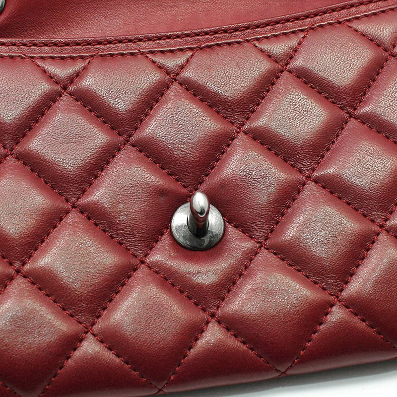 【包稅】CHANEL 紅色羊皮釕金經典Logo單肩斜背包-8