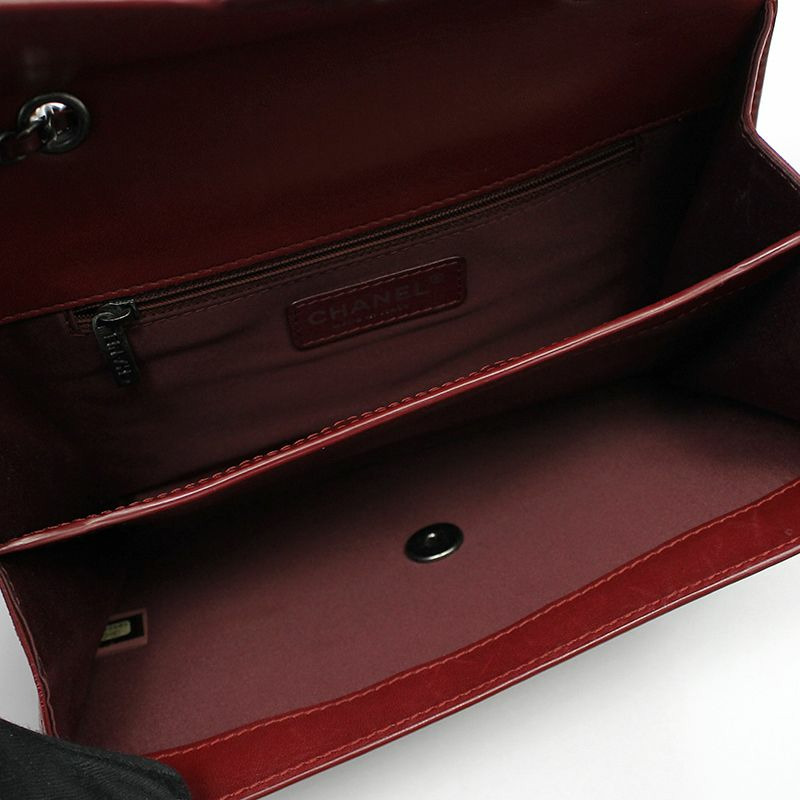 【包稅】CHANEL 紅色羊皮釕金經典Logo單肩斜背包-9