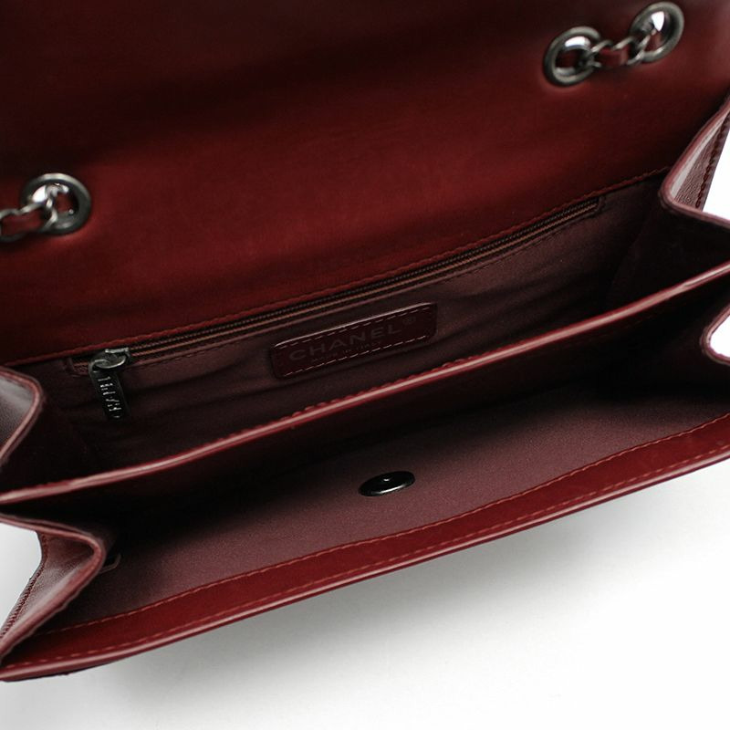 【包稅】CHANEL 紅色羊皮釕金經典Logo單肩斜背包-10