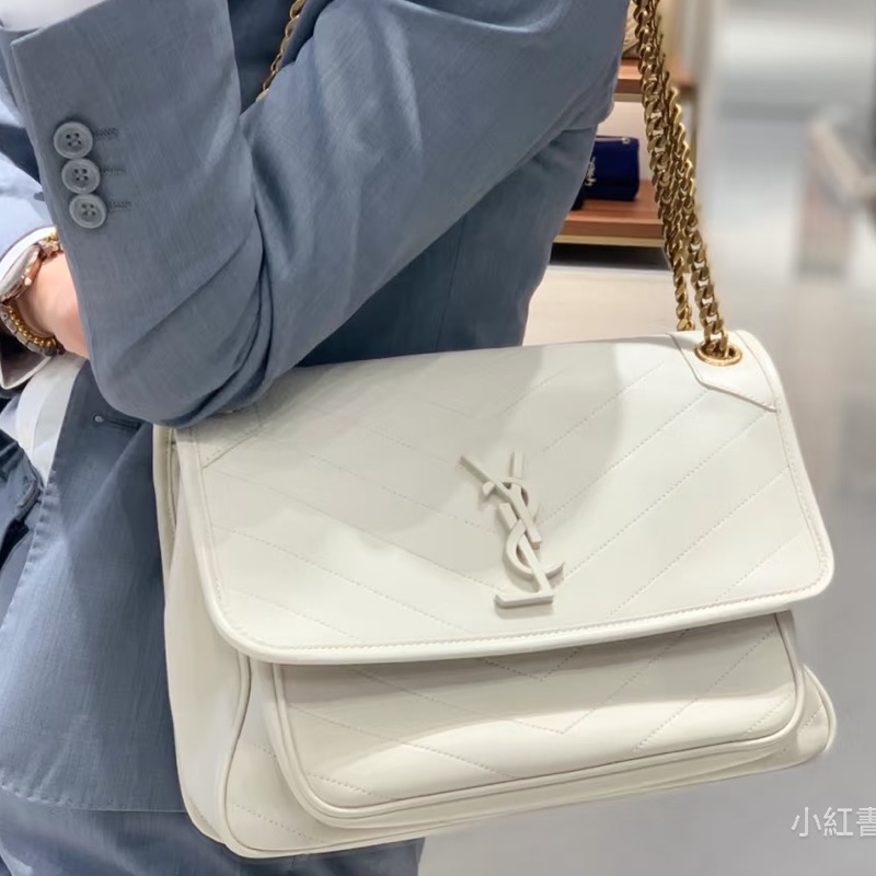 溫柔高級感🐚超低價❤️‍🔥YSL聖羅蘭白金中號Niki鏈條單肩斜挎包-3