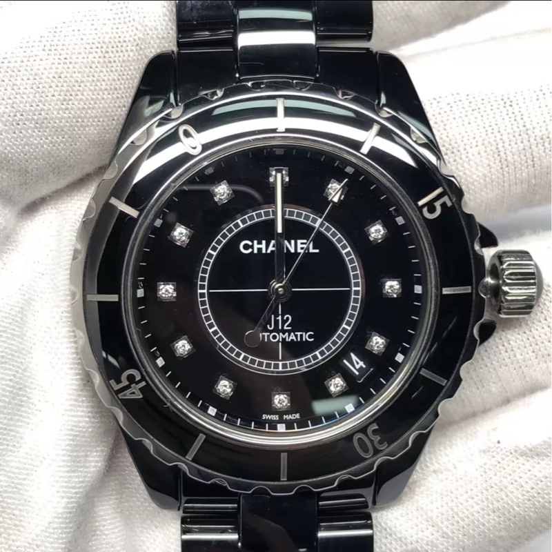 長期主義看過來🈶購證🤩Chanel黑色陶瓷J12點鑽38mm腕錶手錶男錶-6