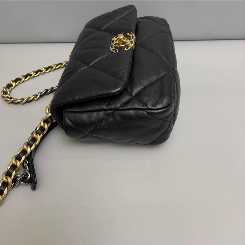熱門大爆款❤️‍🔥99新🆕Chanel黑色小號19bag芯片款全皮包手提斜挎包-8