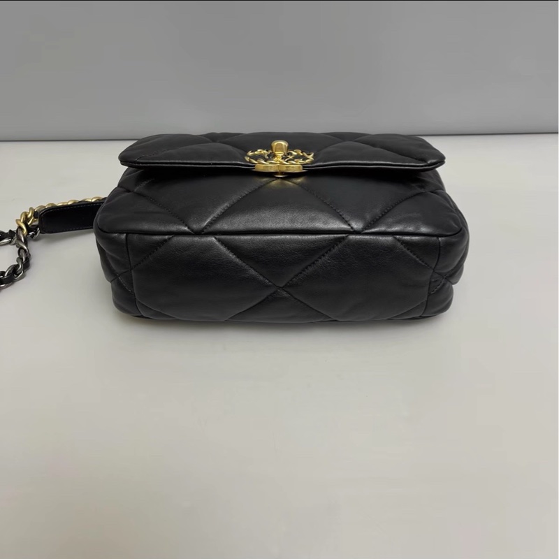 熱門大爆款❤️‍🔥99新🆕Chanel黑色小號19bag芯片款全皮包手提斜挎包-9