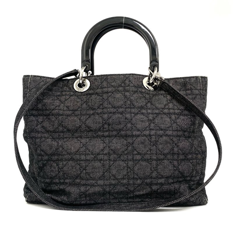 ☆ Christian Dior 迪奧 Black Denim Lady 2 Way Bag 黑色牛仔布兩用袋 - 257026902-1