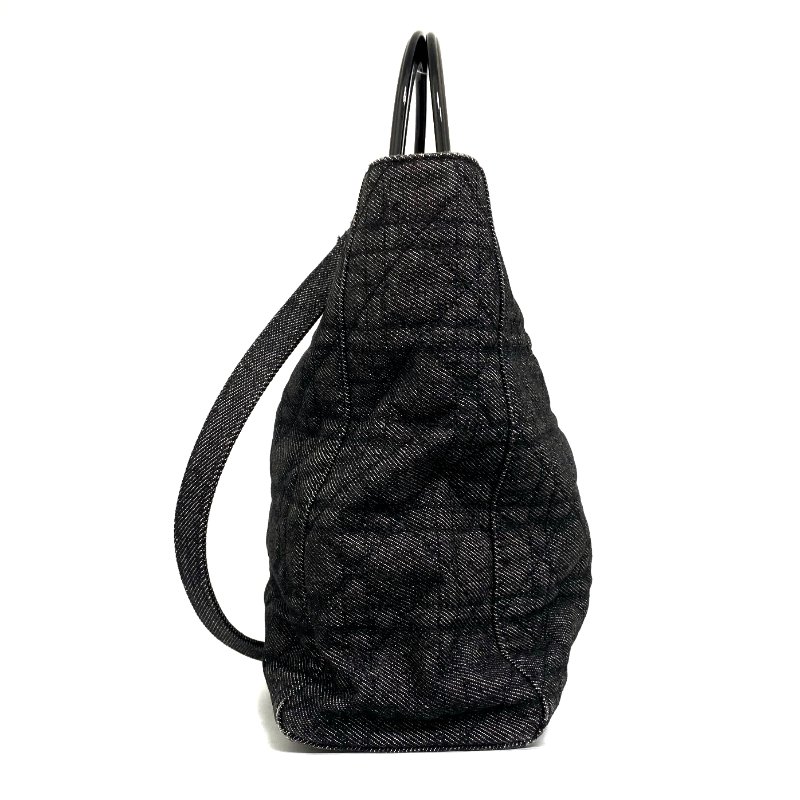 ☆ Christian Dior 迪奧 Black Denim Lady 2 Way Bag 黑色牛仔布兩用袋 - 257026902-3