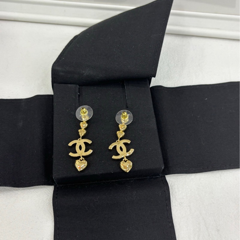 Chanel香奈兒耳環 23p金色四顆愛心串珠愛心耳環 耳釘-2