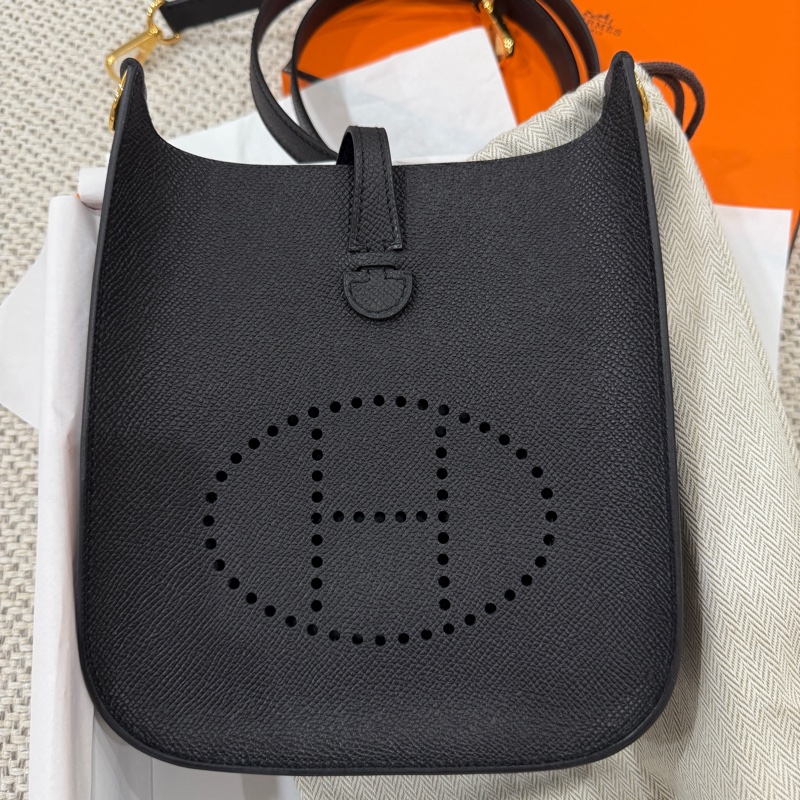 hermes mini evelyne 黑金 epsom皮 K刻-1