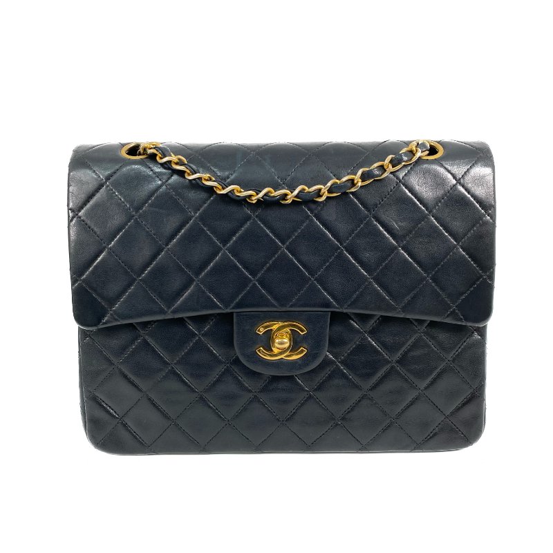 △ Chanel 香奈兒 25CM Black Lambskin Gold Tone Metal Vintage Double Flap Chain Shoulder Bag No.1 黑色小羊皮金色金屬鎖鏈肩背袋No.1 - 257026898-1