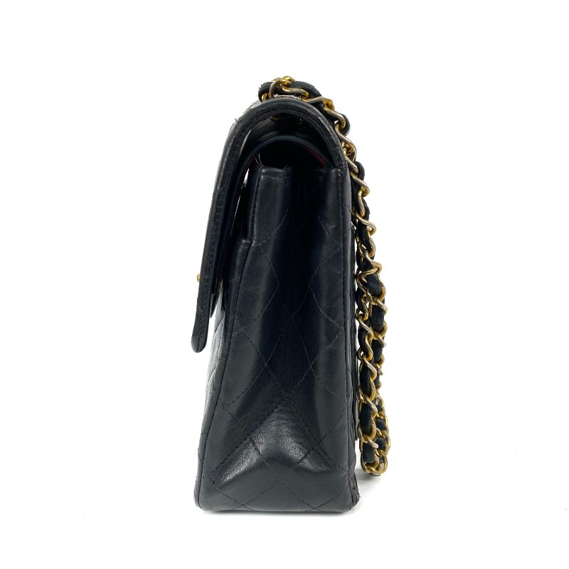 △ Chanel 香奈兒 25CM Black Lambskin Gold Tone Metal Vintage Double Flap Chain Shoulder Bag No.1 黑色小羊皮金色金屬鎖鏈肩背袋No.1 - 257026898-3