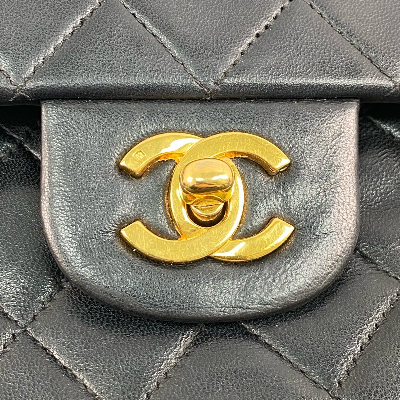 △ Chanel 香奈兒 25CM Black Lambskin Gold Tone Metal Vintage Double Flap Chain Shoulder Bag No.1 黑色小羊皮金色金屬鎖鏈肩背袋No.1 - 257026898-12