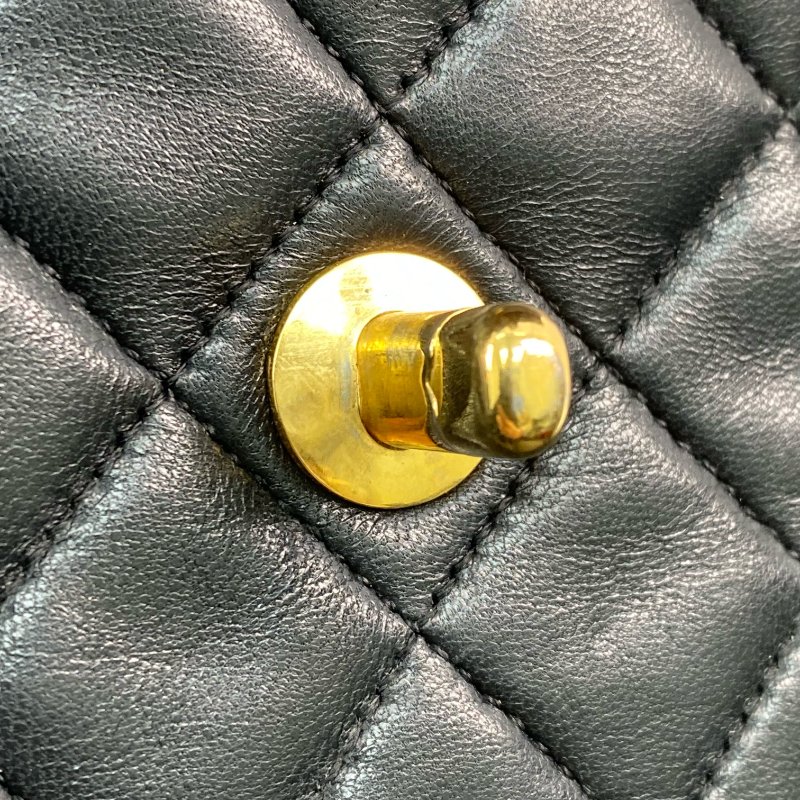 △ Chanel 香奈兒 25CM Black Lambskin Gold Tone Metal Vintage Double Flap Chain Shoulder Bag No.1 黑色小羊皮金色金屬鎖鏈肩背袋No.1 - 257026898-13