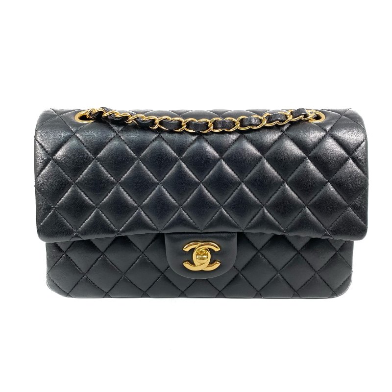 △ Chanel 香奈兒 CF25 Black Lambskin Gold Tone Metal Classic Double Flap Chain Shoulder Bag A01112 No.25 黑色小羊皮金色金屬鎖鏈肩背袋No.25 - 257027053-1
