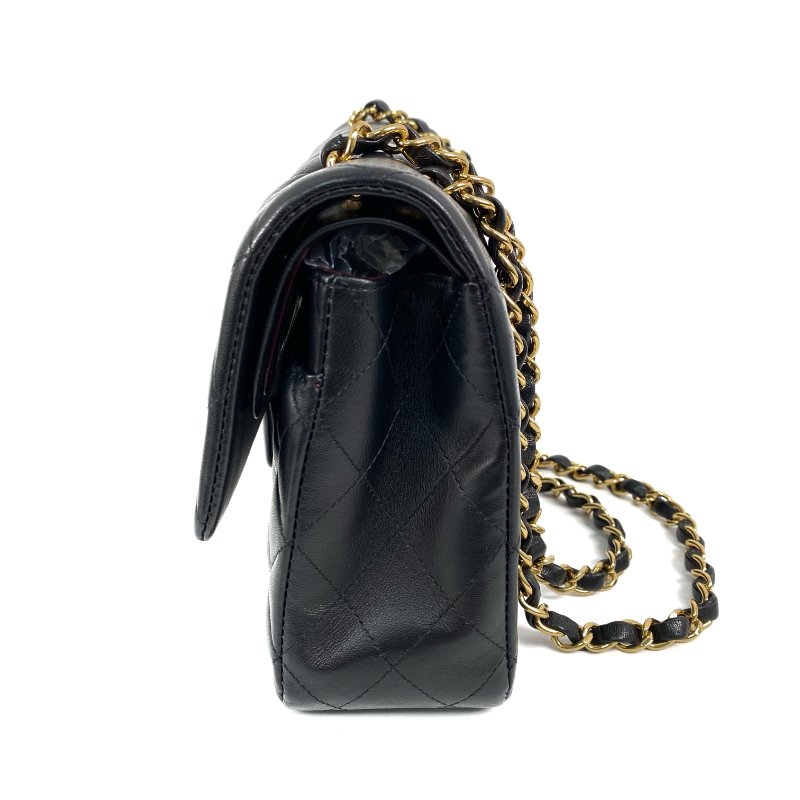 △ Chanel 香奈兒 CF25 Black Lambskin Gold Tone Metal Classic Double Flap Chain Shoulder Bag A01112 No.25 黑色小羊皮金色金屬鎖鏈肩背袋No.25 - 257027053-3