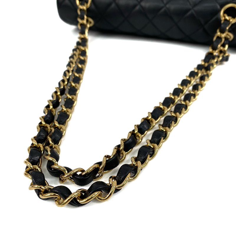 △ Chanel 香奈兒 CF25 Black Lambskin Gold Tone Metal Classic Double Flap Chain Shoulder Bag A01112 No.25 黑色小羊皮金色金屬鎖鏈肩背袋No.25 - 257027053-7