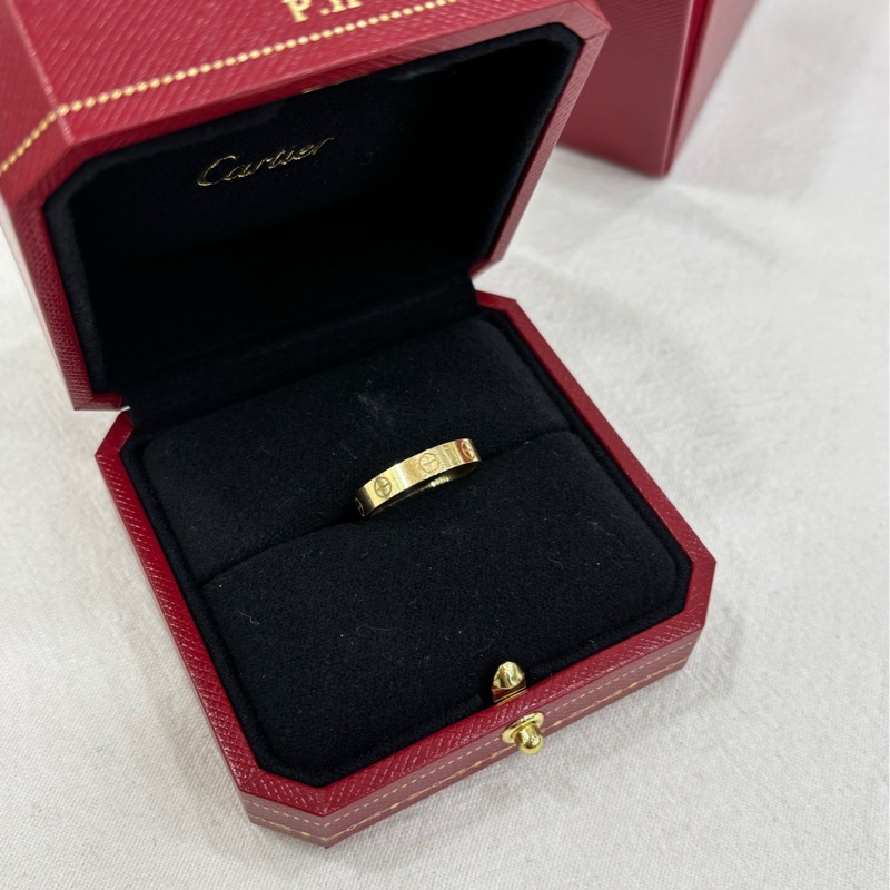 Cartier卡地亞18k玫瑰金love窄版戒指，52碼 25年1月卡-1