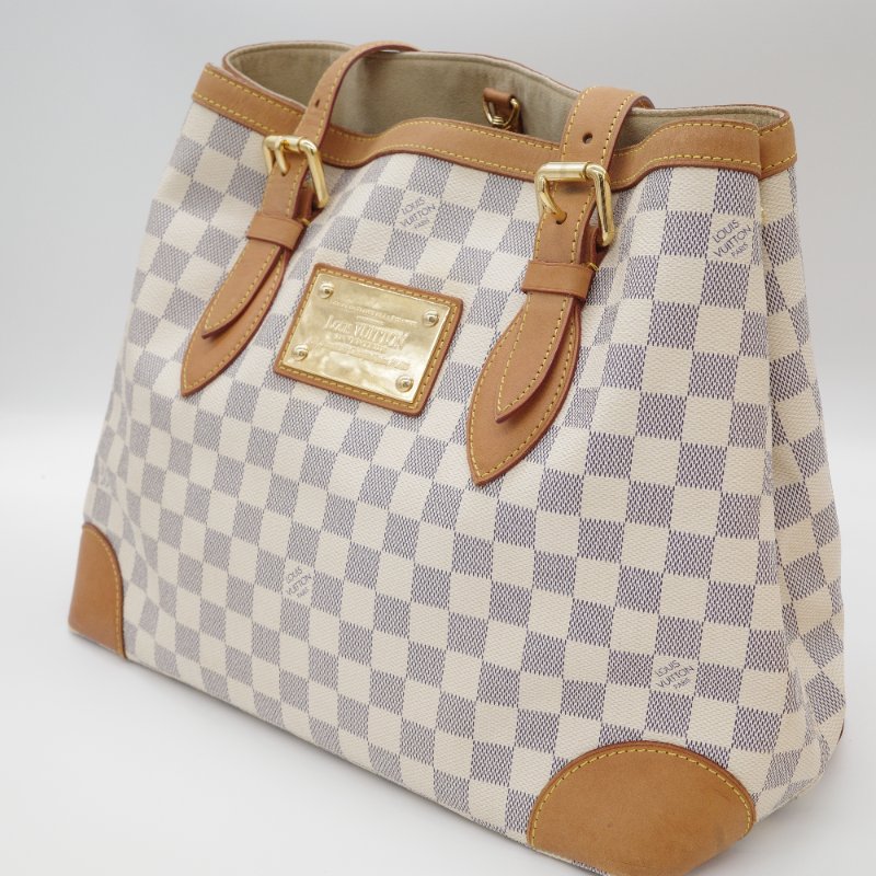 Louis Vuitton路易威登Hampstead MM Damier Azur 白棋盤格 帆布 托特包-2