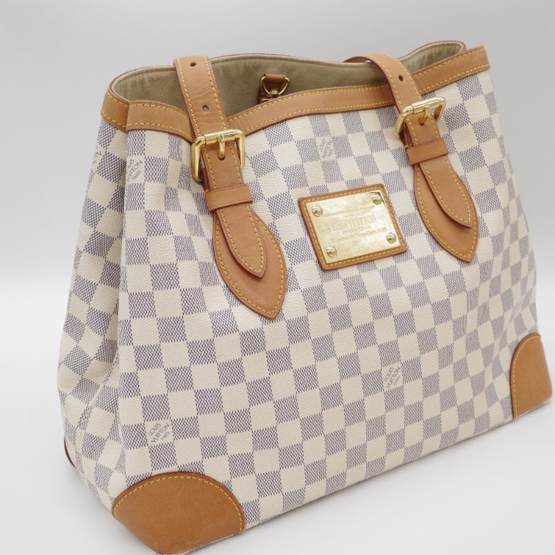 Louis Vuitton路易威登Hampstead MM Damier Azur 白棋盤格 帆布 托特包-4