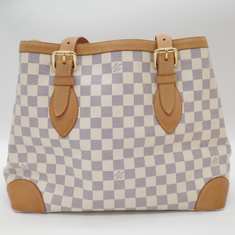 Louis Vuitton路易威登Hampstead MM Damier Azur 白棋盤格 帆布 托特包-5