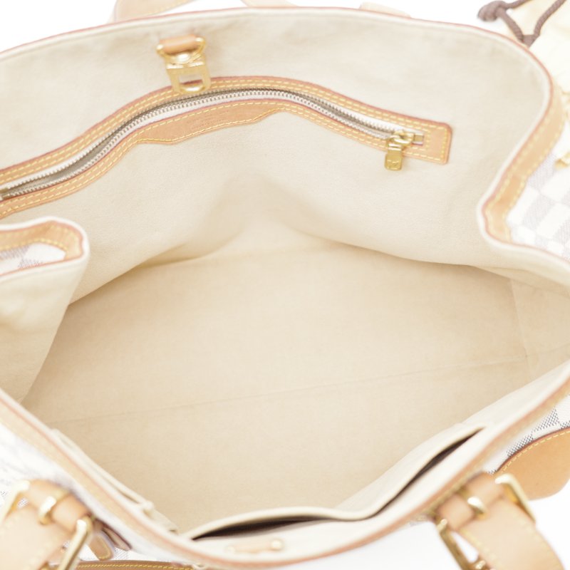 Louis Vuitton路易威登Hampstead MM Damier Azur 白棋盤格 帆布 托特包-13