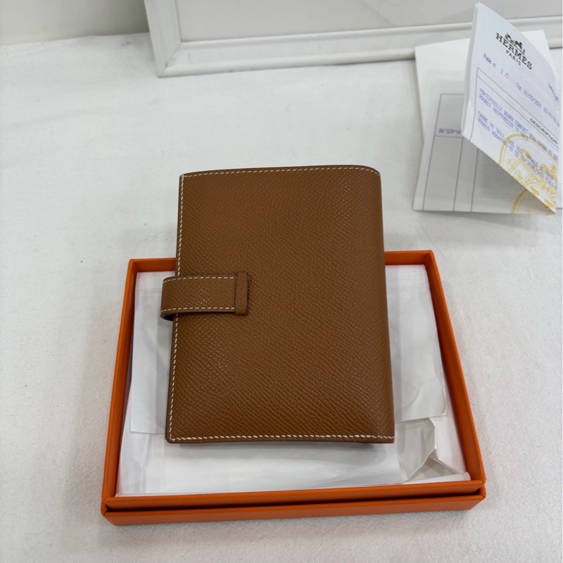 愛馬仕Bearn短版皮夾金棕金扣 B刻 全套有購證-2