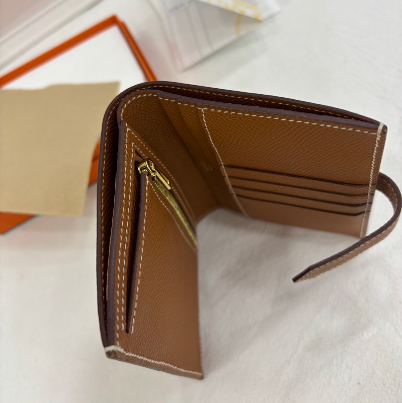 愛馬仕Bearn短版皮夾金棕金扣 B刻 全套有購證-6