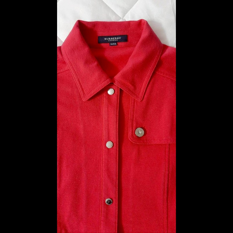 （日本製MIJ）BURBERRY 博柏利 LONDON 女桃紅色經典格紋外套160A-2