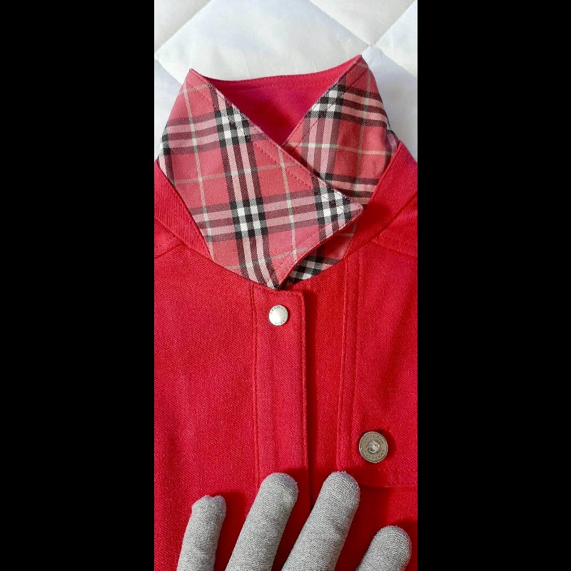 （日本製MIJ）BURBERRY 博柏利 LONDON 女桃紅色經典格紋外套160A-4