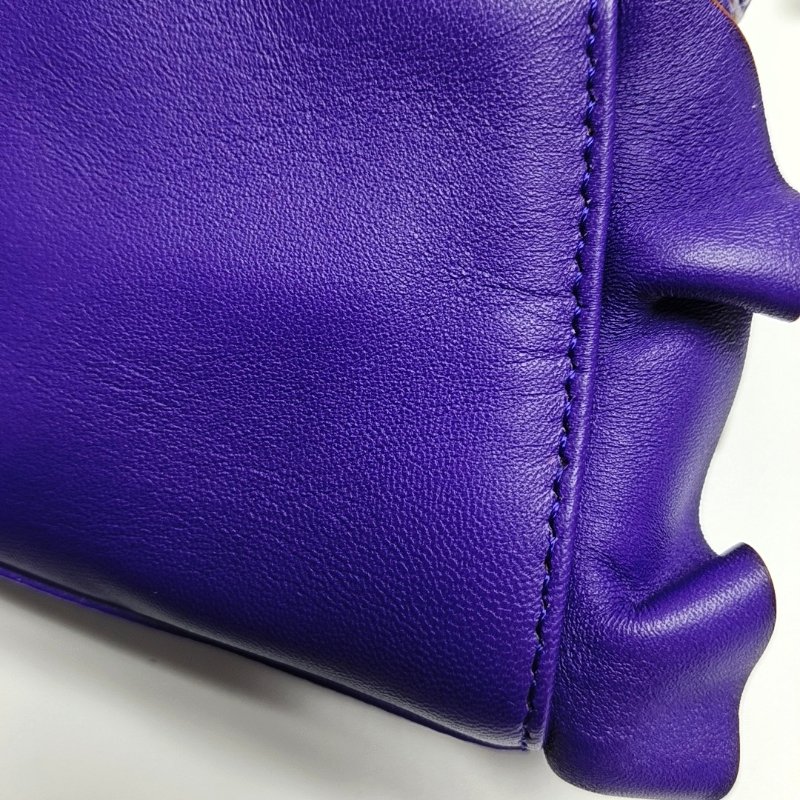 FENDI 迷你紫色羊皮單肩包斜挎包 銀色五金 可拆卸肩帶 9.8新-9