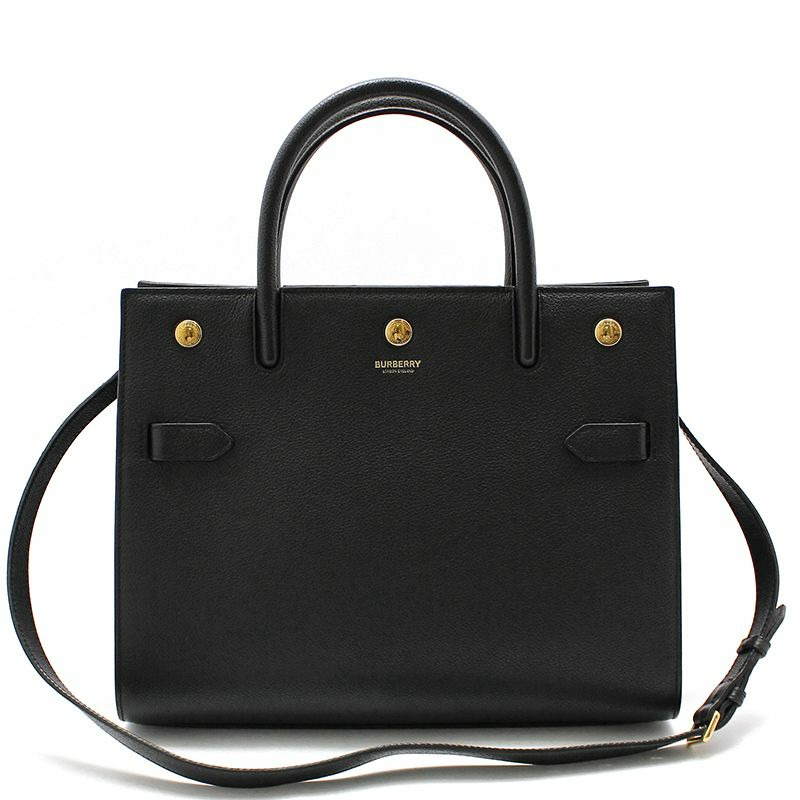 【包稅】BURBERRY 黑色皮革 Title 小號手提肩背包-0