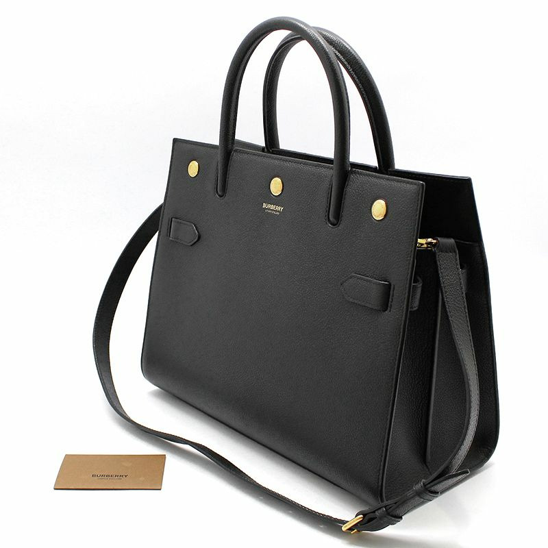 【包稅】BURBERRY 黑色皮革 Title 小號手提肩背包-1