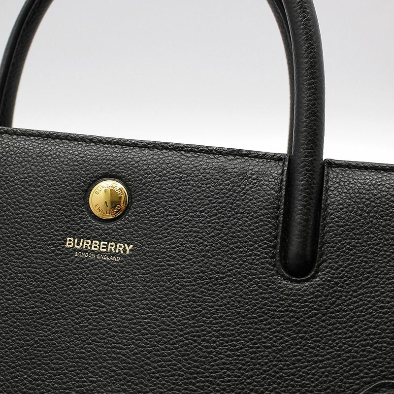 【包稅】BURBERRY 黑色皮革 Title 小號手提肩背包-5