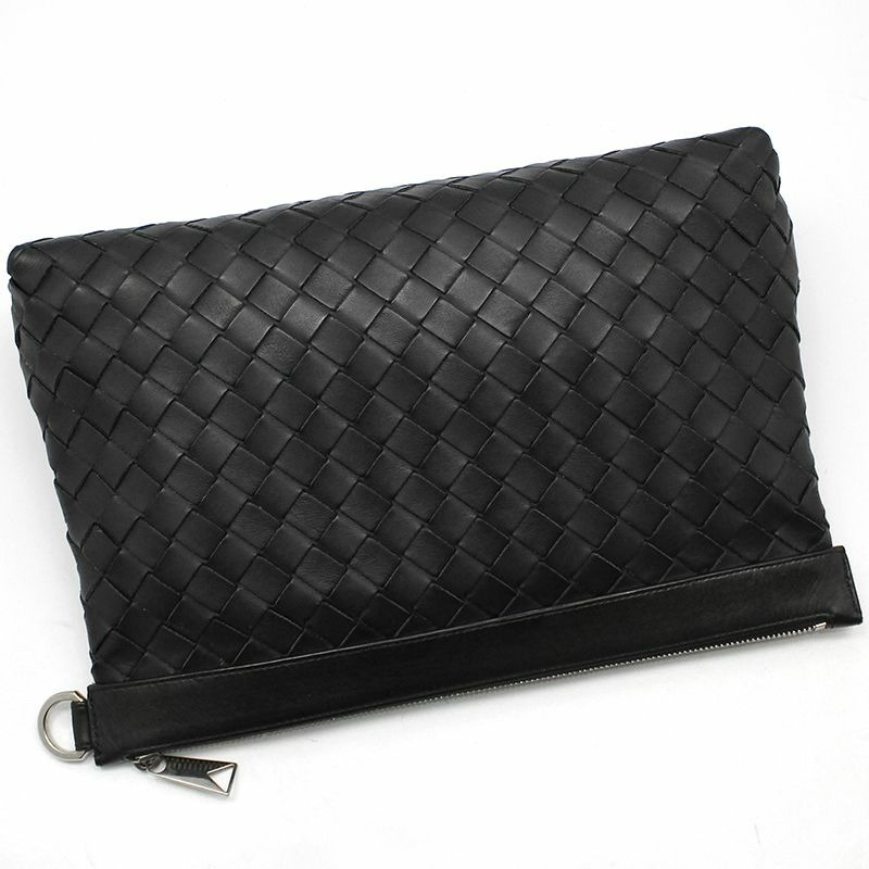 【包稅】BOTTEGA VENETA Intrecciato 網眼小號手拿包 黑色-1