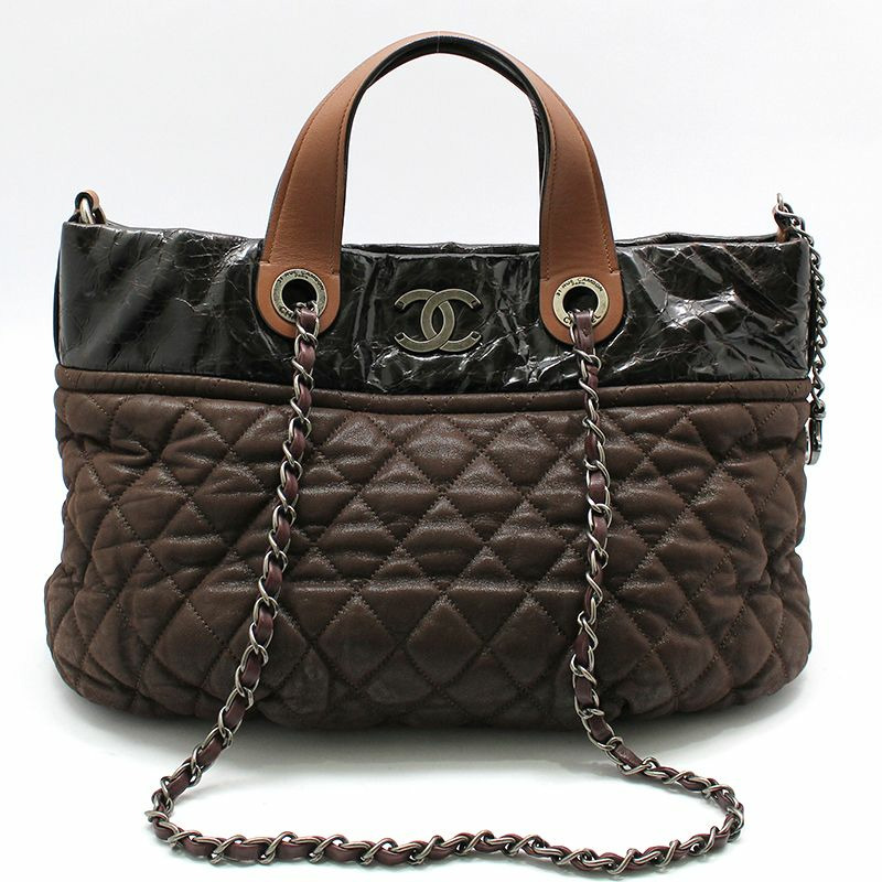 【包稅】CHANEL 復古棕色 Indermix 手提小號保齡球包單肩包-0