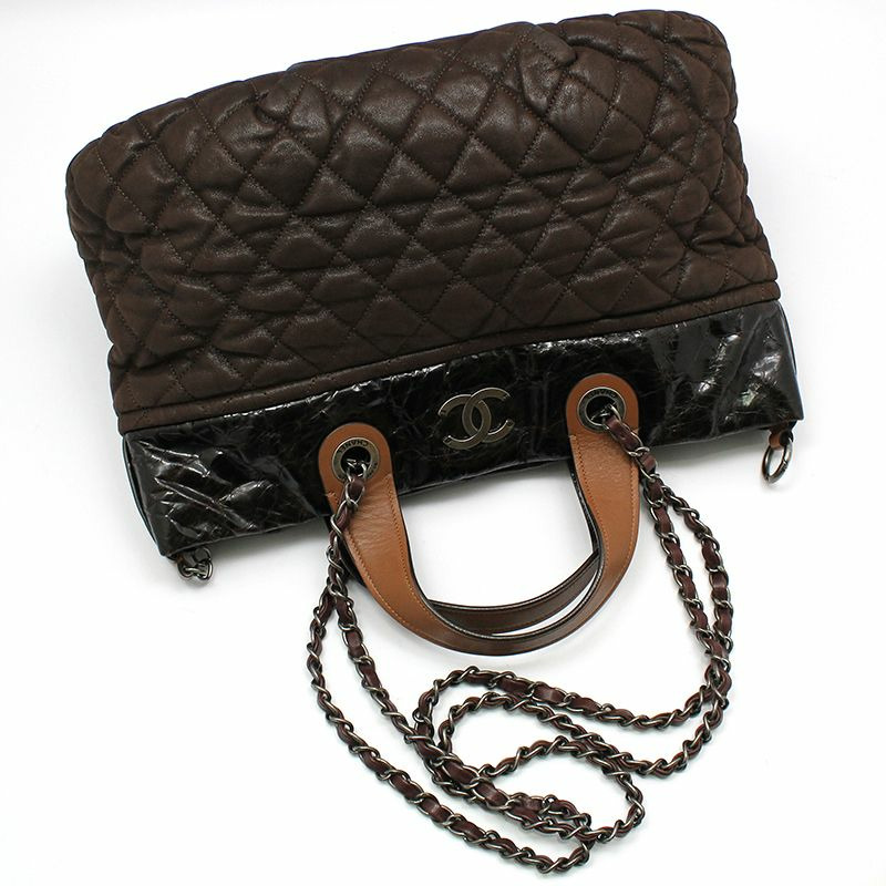 【包稅】CHANEL 復古棕色 Indermix 手提小號保齡球包單肩包-2