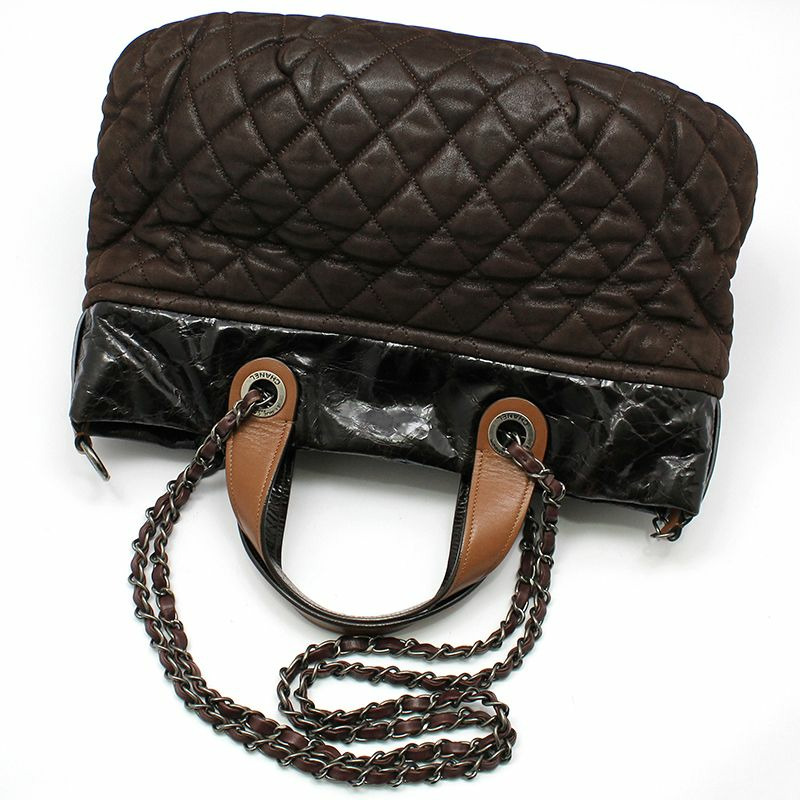 【包稅】CHANEL 復古棕色 Indermix 手提小號保齡球包單肩包-3