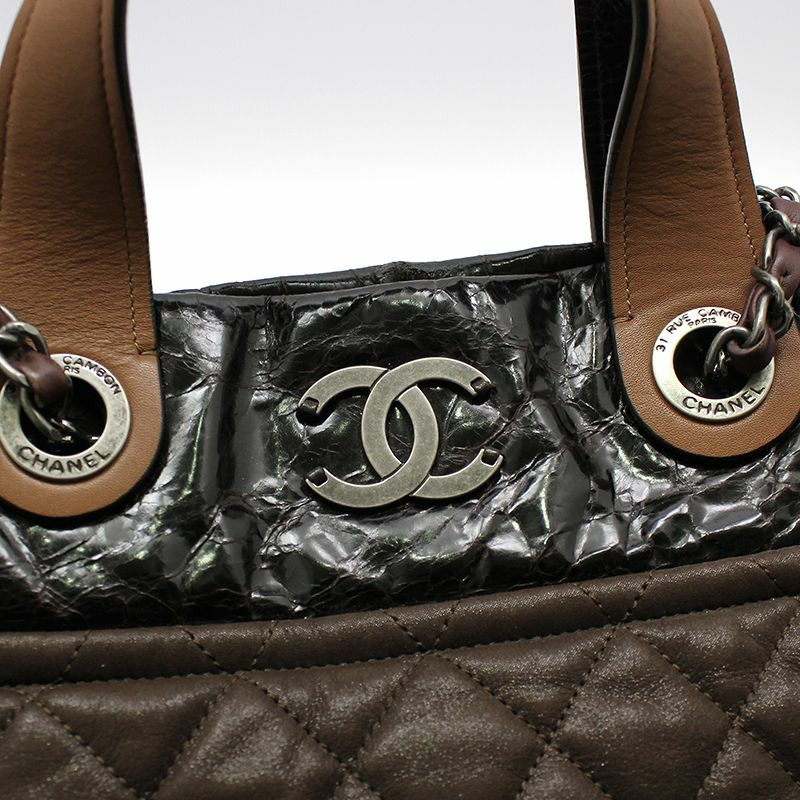 【包稅】CHANEL 復古棕色 Indermix 手提小號保齡球包單肩包-5
