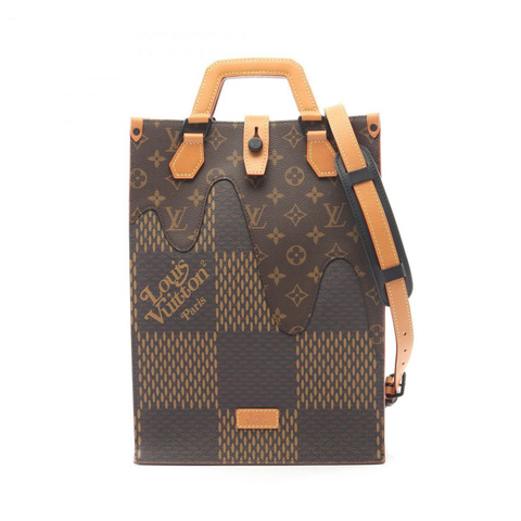 Louis Vuitton x NIGO 迷你托特包，LV Squared 方形，塗層帆布和皮革，Damier Giant 帆布，棕色，Monogram 圖案，N40355，男女皆宜