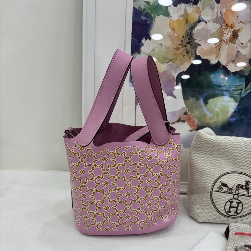 Hermes愛馬仕picotin14 小花菜籃 錦葵紫 U刻 S皮 閒置 有購證-1