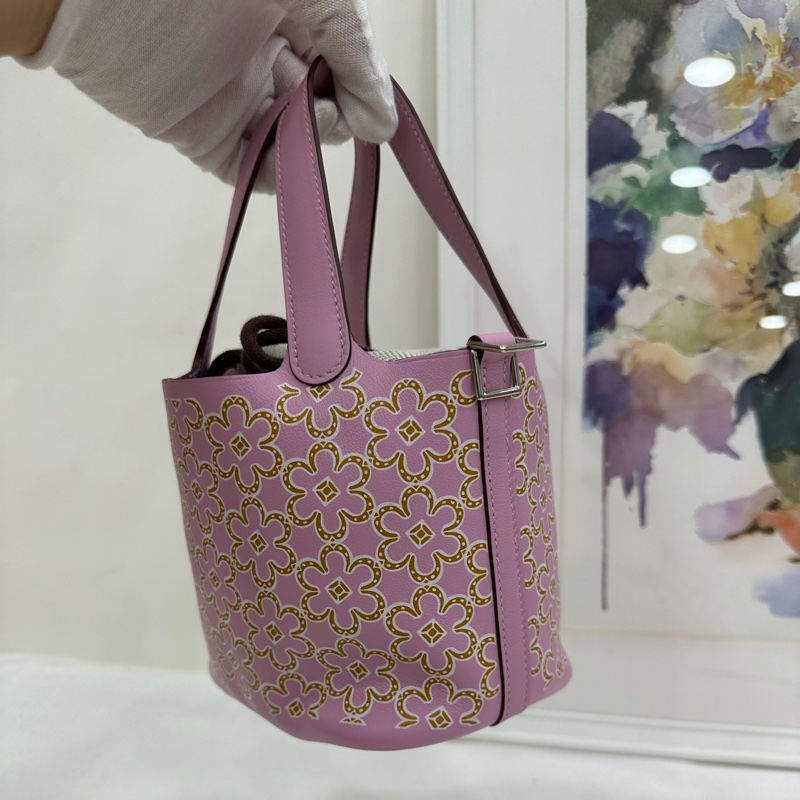 Hermes愛馬仕picotin14 小花菜籃 錦葵紫 U刻 S皮 閒置 有購證-6