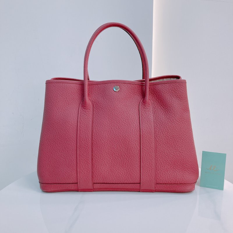 MS0510 Hermes 愛馬仕 花園包 牛皮 桃紫色 銀扣 Garden Party 36 Negonda K5 Tosca x PHW-0